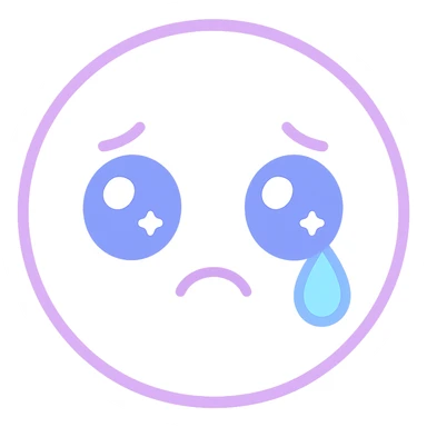 sad crying emoji, expressive face, single tear sticker