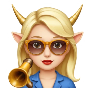 a girl wearing sunglasses and horn sticker