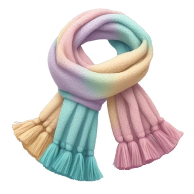 Scarf: pastel colors, with a cozy texture, and tassels on the ends of the scarf. sticker