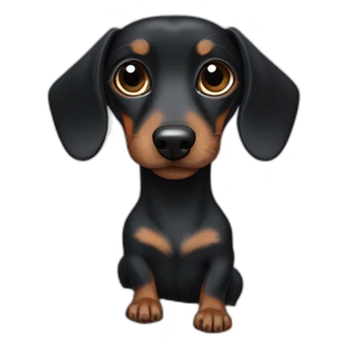 Black Dachshund with a gray spot on the face and gray eyes on a surfboard sticker