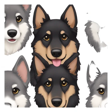  Black spotted brindle German shepherd husky fluffy ears and holographic harness running sticker