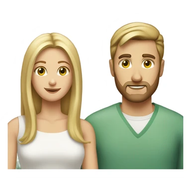 White couple woman with blonde hair and green eyes man with brown hair hazel eyes short thin beard  sticker