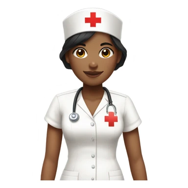 pixie cut black straight hair female nurse  hat with red cross sign in the middle wearing dress
pale skin color sticker