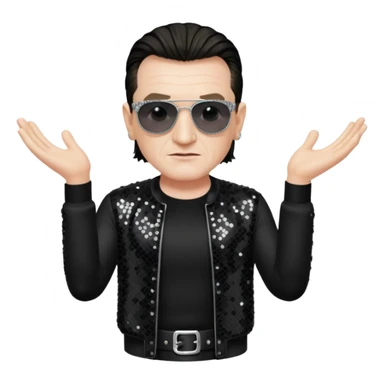Bono with black sequin outfit sticker