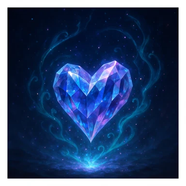 heart in a fantasy style, enchanted crystal heart, floating, with magical aura sticker