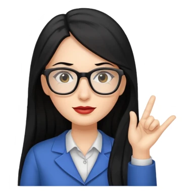 women teacher with black long hair sticker