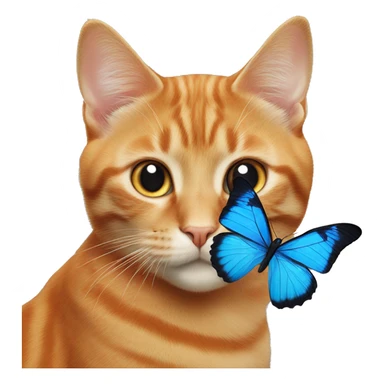 Orange cat with Blue butterfly on it’s nose  sticker