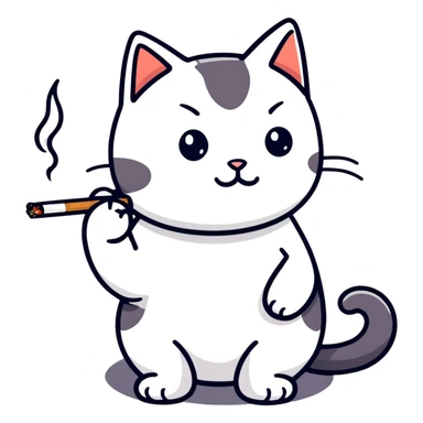 Cat with a cigarette  sticker