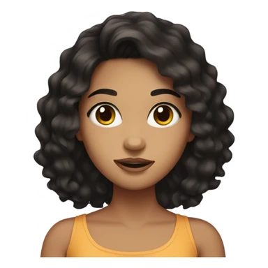 A not-so-brunette girl with wavy black hair, dark brown eyes and eyelashes sticker