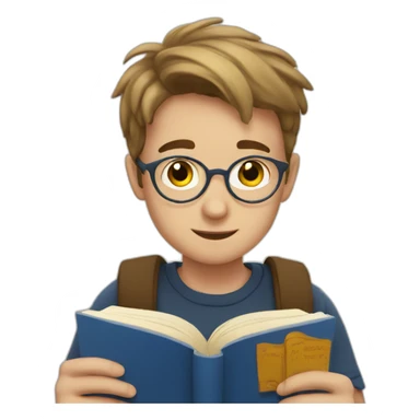 european boy reads a book sticker