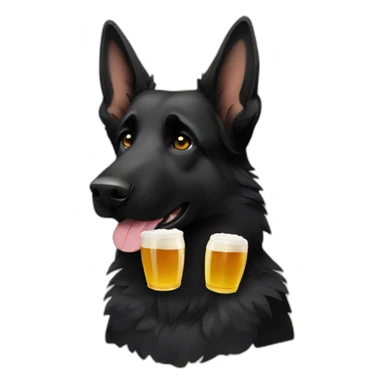 All black German shepherd drinking old style beer sticker