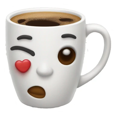 coffee in a mug with a kiss mark on it sticker