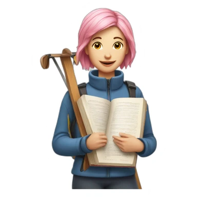 Swedish lady with pink hair Holding skis and dictionary sticker
