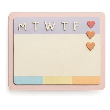 soft pastel kawaii weekly planner box with tiny heart icons sticker