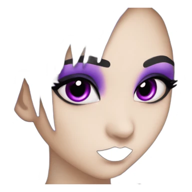 Elissabat-with-bangs-long-hair-purple-and-black-vampire-with-fangs-goth-makeup sticker