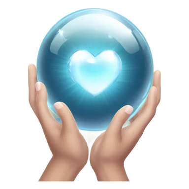 Crystal ball with hands and a heart inside sticker