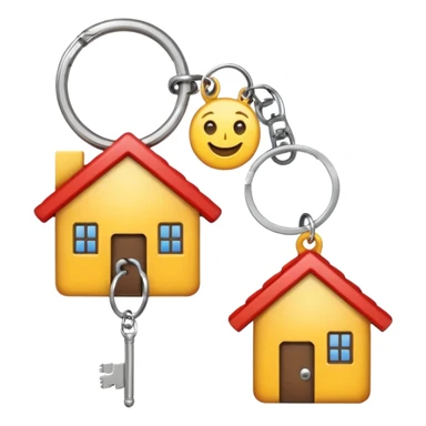 keys on a ring with a house-shaped keychain, emoji style sticker