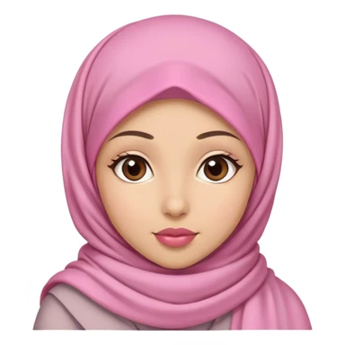 A girl in a hijab, with a pink scarf, brown eyes, and heart-shaped lips. sticker