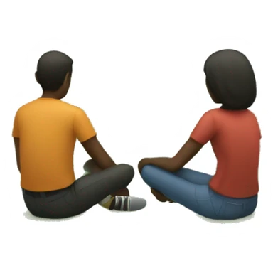 two people from back sitting on grass nature field sticker