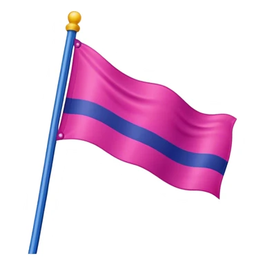 A wavy hot pink flag with a small purple stripe going through it and a deep blue bottom  sticker