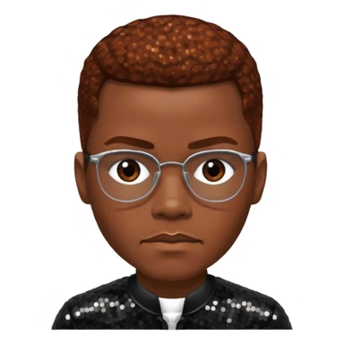 Malcolm X with reddish brown hair, dark brown sequin outfit  sticker