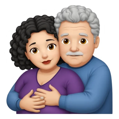  Old White  fat man no hiar hugging dack skin curly hair woman sticker