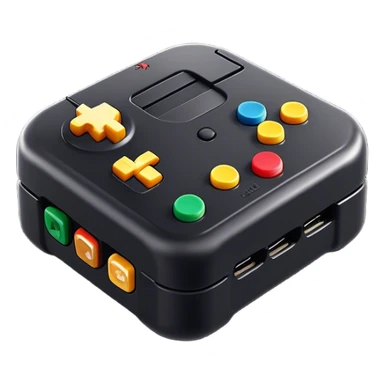 Clash of Clans aesthetic: Cinematic Playful Nintendo 64 Console Portrait Emoji, rendered in a 3D vector-style similar to standard emojis with minimal shading and bold, simplified shapes. A compact, distinct form with signature details, softly glowing with a nostalgic gaming charm. Simplified yet unmistakably iconic, highly detailed and consistent, glowing with a soft radiance and high shine. Stylized with a touch of retro gaming magic and a soft glowing outline, capturing the essence of a beloved gaming relic with a friendly, playful manner! sticker