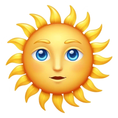 A beautiful handsome sun emoji with big bright strong blue eyes glowing handsomely and strongly sticker