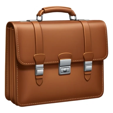  business briefcase slightly open with paper documents visible inside. sticker