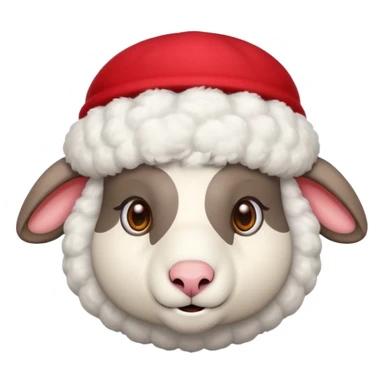 Sheep wear a red hat, portrait sticker