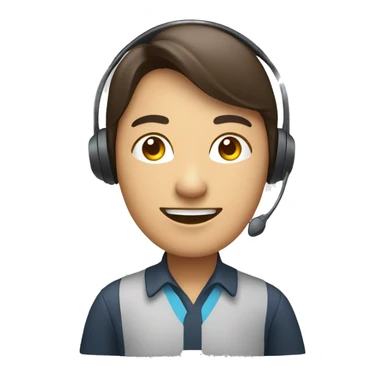 customer service agent with headset,mal asian, smiling, kind, face only sticker