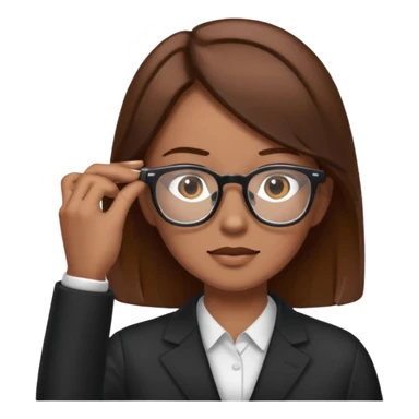 Person adjusting glasses sticker