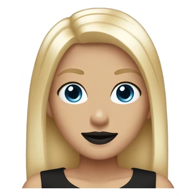 Blonde hair straight, blue eyes, black lips, smiling, and black top sticker