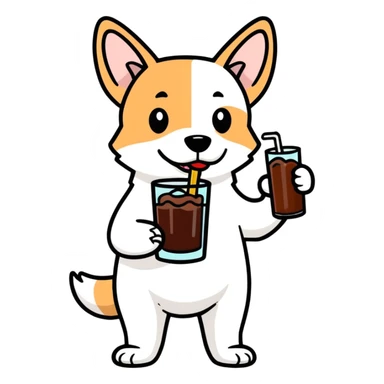 Lachende Hond met glas cola  sticker