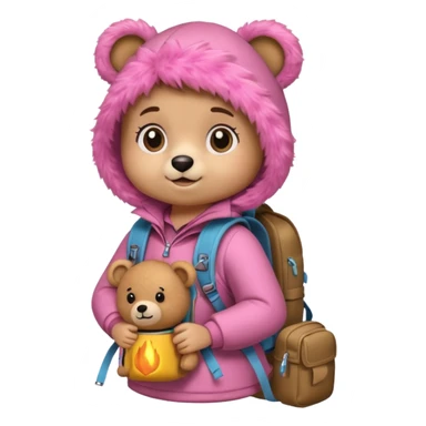 A girly Teddy bear camping sticker