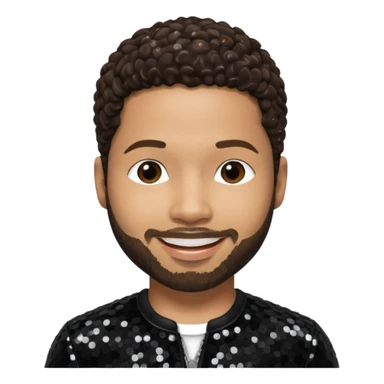 Jussie Smollett with dark brown hair, black sequin outfit sticker
