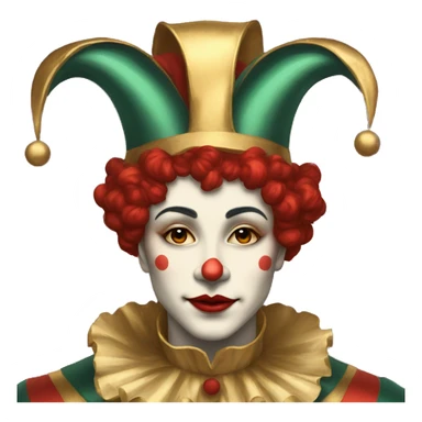 Vintage Jester high cheekbones, red, gilded  sticker