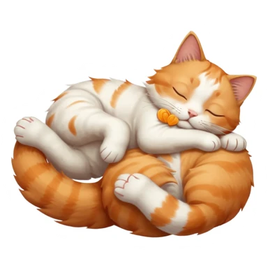 ginger and white small cat eyes closed lying down upside down with paws stretched out in different directions sticker