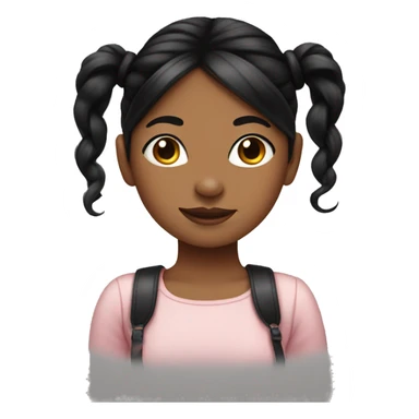 black-haired girl portrait with pig tails sticker