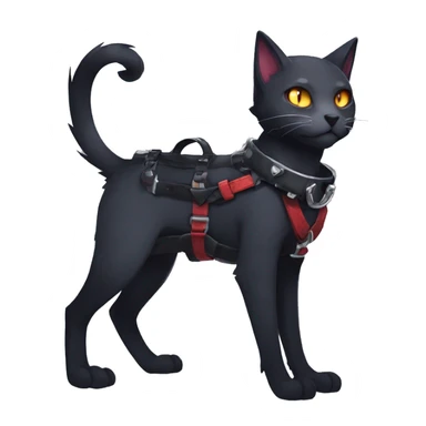 cool edgy fantasy dark-shadow-themed animal vampiric cat hybrid Fakemon  with a harness and collar full body sticker