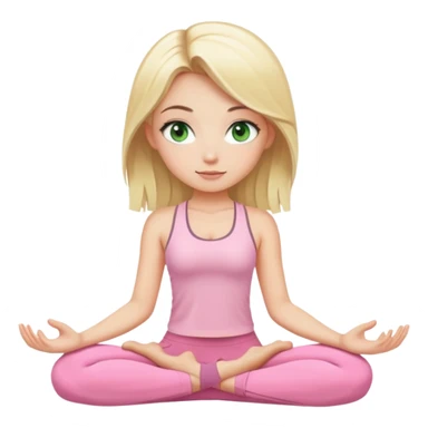 blonde with dark green eyes yoga girl light pink clothes n sticker