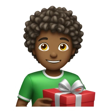 Boy opening his presents soccer ball sticker