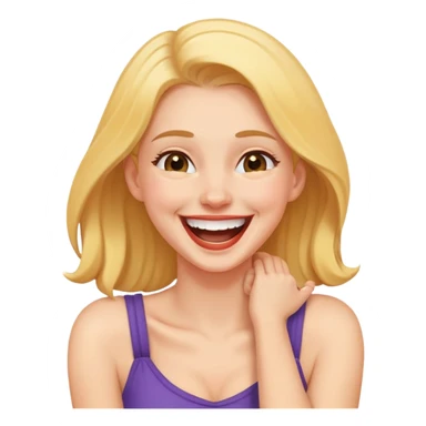grabbing neck emoji while laughing woman sticker