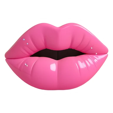 pastel pink lipstick kiss print, sparkly accents, gentle vibe, 3D style sticker