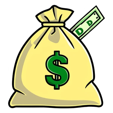 money bag with DEPOSIT written on it, bank deposit bag, dollar sign, canvas bag sticker