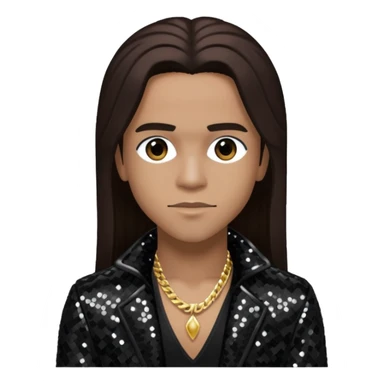 Spectacular from Pretty Ricky with long dark brown hair, black sequin outfit sticker