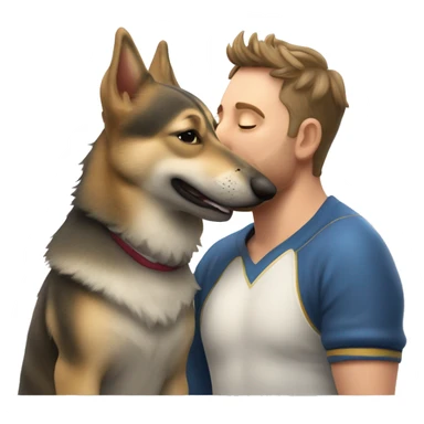 A Swedish Vallhund kiss a man sticker