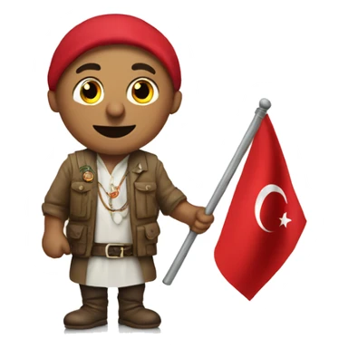 A turk with a turkish flag on his hand sticker