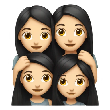 Two white girls with long black hair hugging. sticker