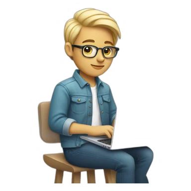 young white cool designer working on laptop no glasses sticker